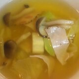 鶏茹で汁を使って・・・野菜スープ